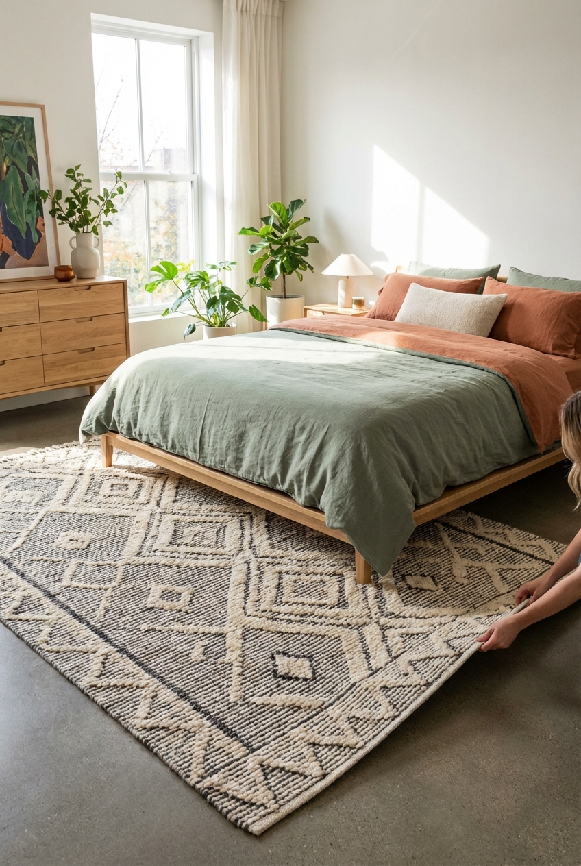 How To Lay Rug Under Bed: Bedroom Decor Enhancement - Featured Image