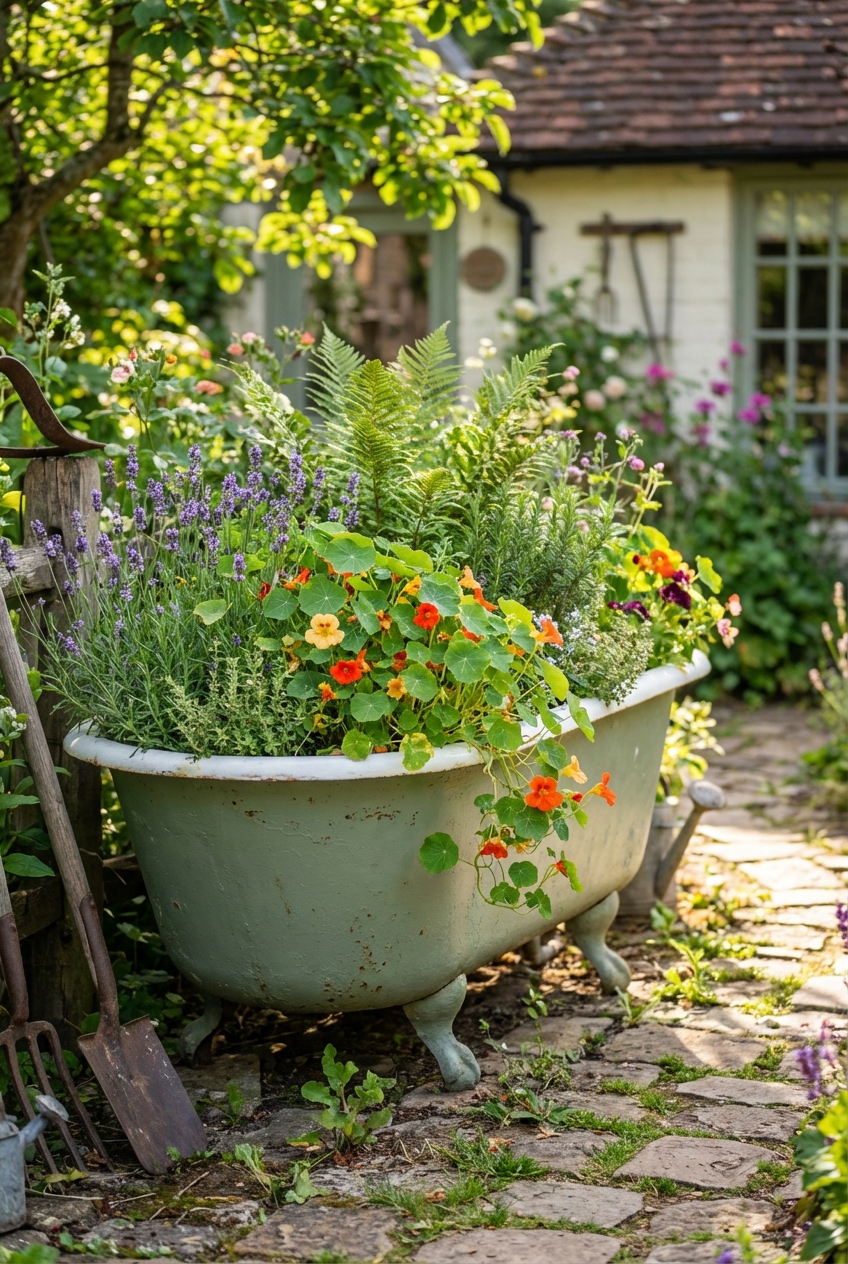 Upcycled Charm: Old Bathtub Garden Ideas - Featured Image