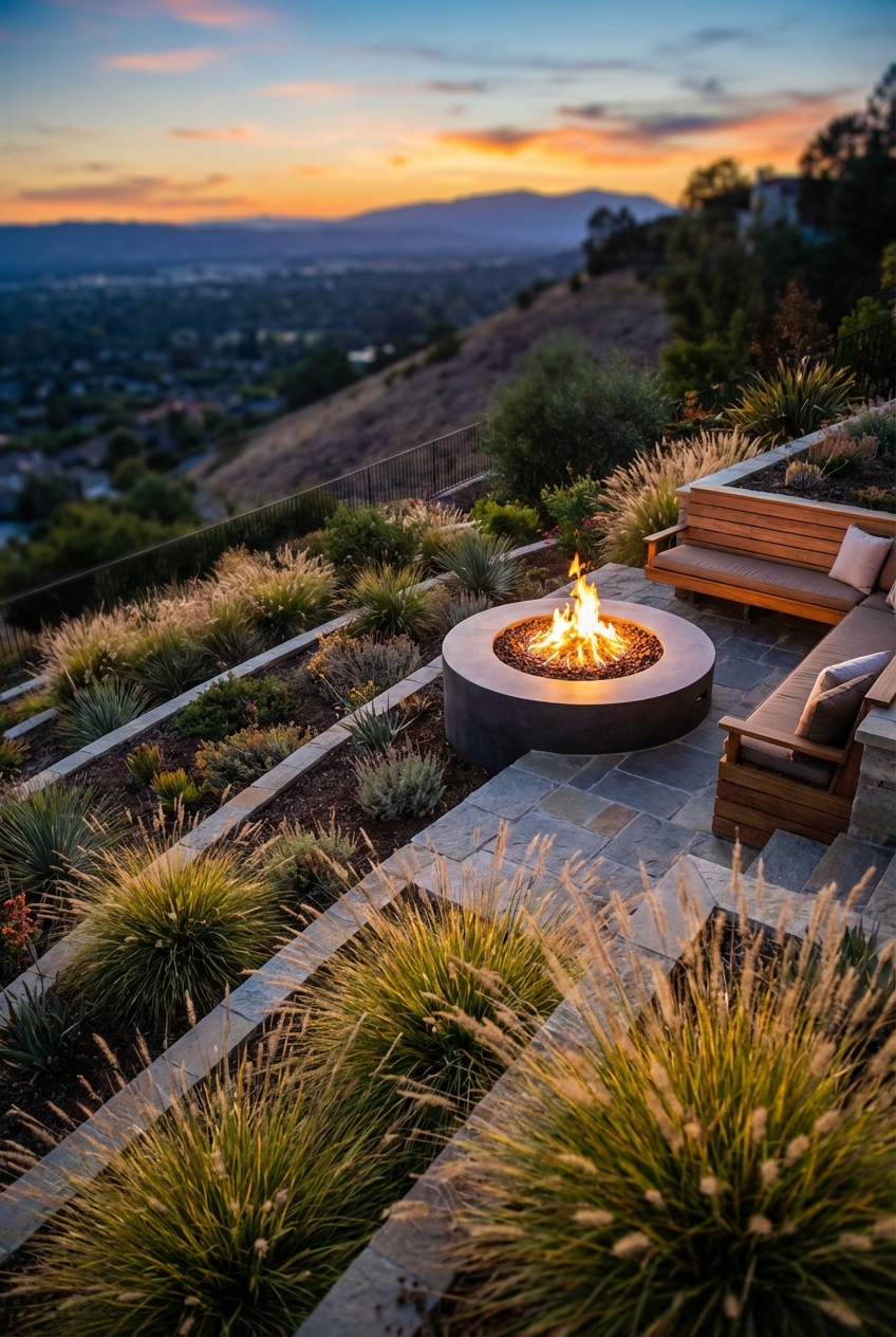 Slope Fire Pit Ideas for Stunning Backyards - Featured Image