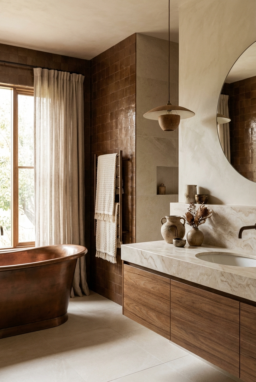 Warm Brown and Cream Bathroom Inspirations - Featured Image