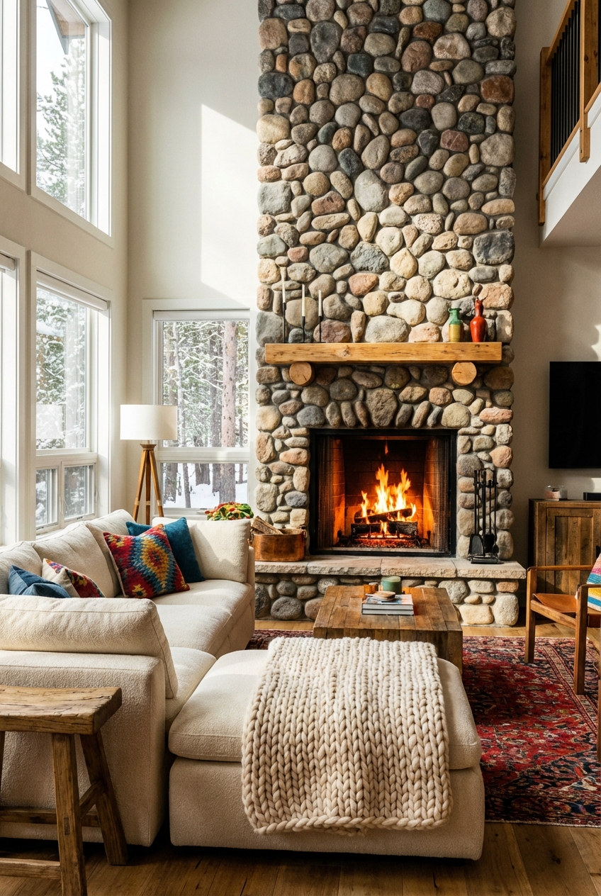 Cozy Up With River Rock Fireplace Ideas! - Featured Image