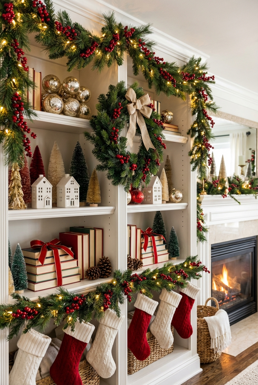 How To Decorate Bookshelves For Christmas: Holiday Display Ideas - Featured Image