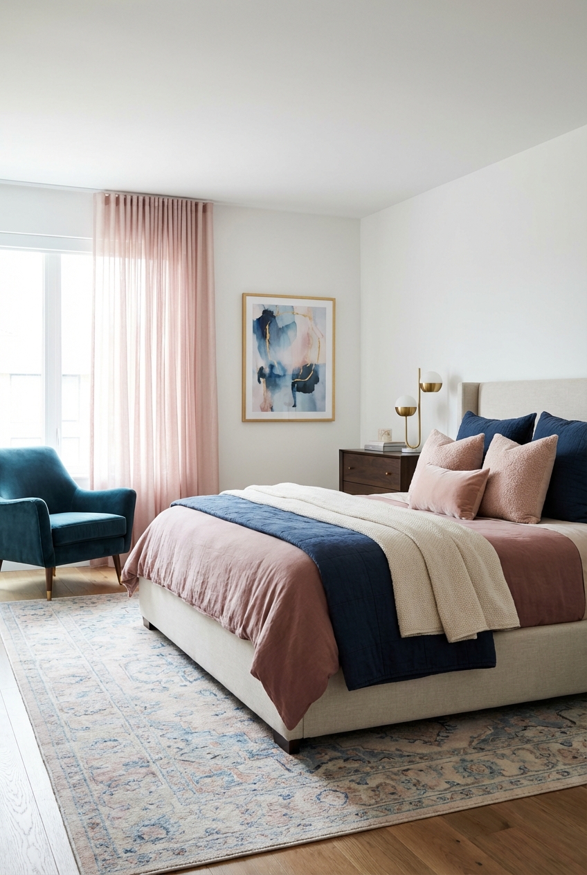 Chic Blue and Pink Bedroom Ideas for Adults - Featured Image