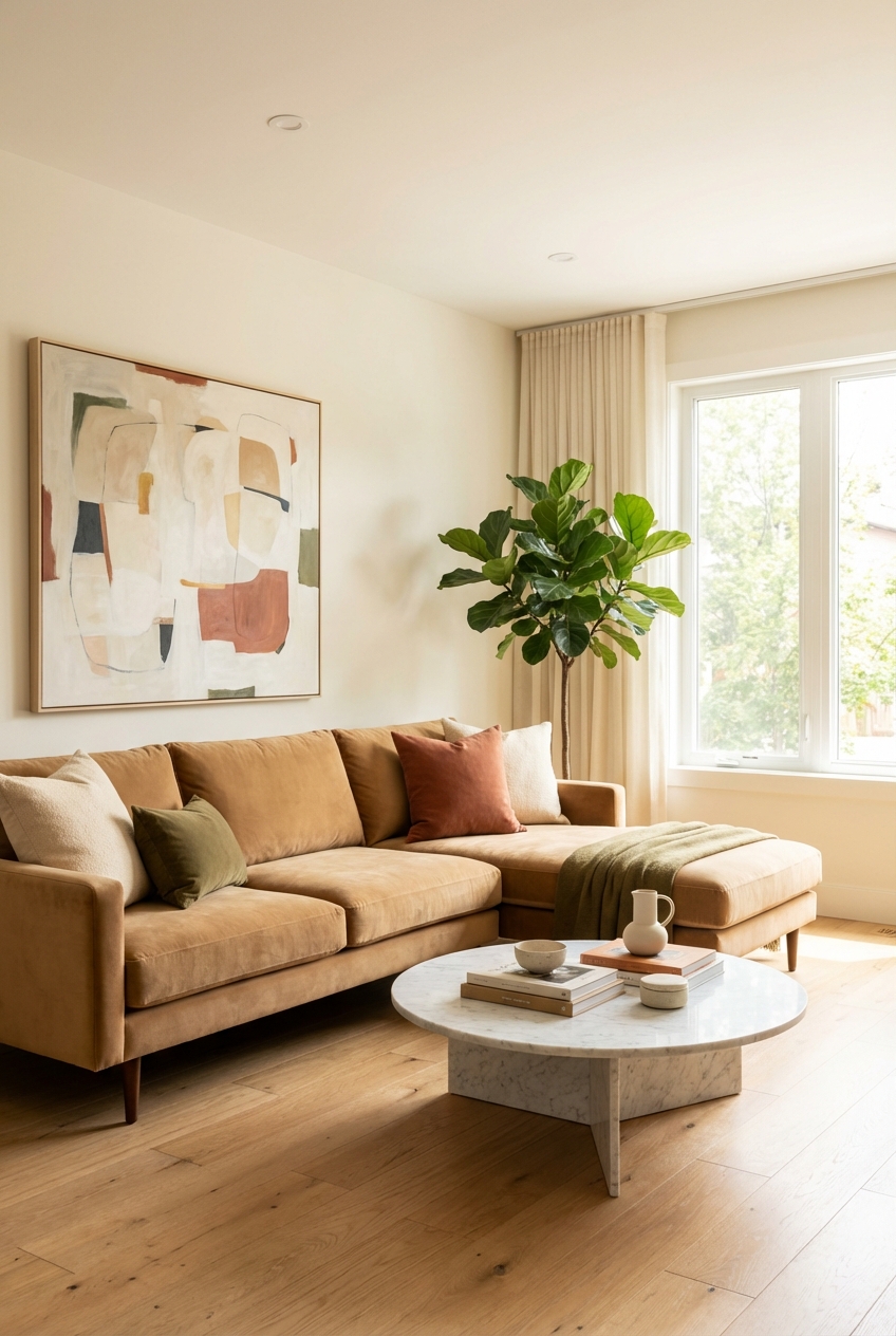 Chic Camel Couch Living Room Ideas to Inspire You - Featured Image