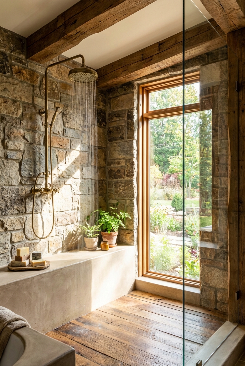 Charming Rustic Walk-In Shower Ideas for Homes - Featured Image