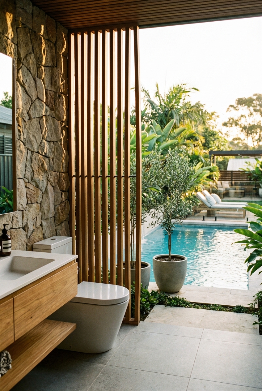 Chic Outdoor Toilet Ideas for Pool Area Oasis - Featured Image