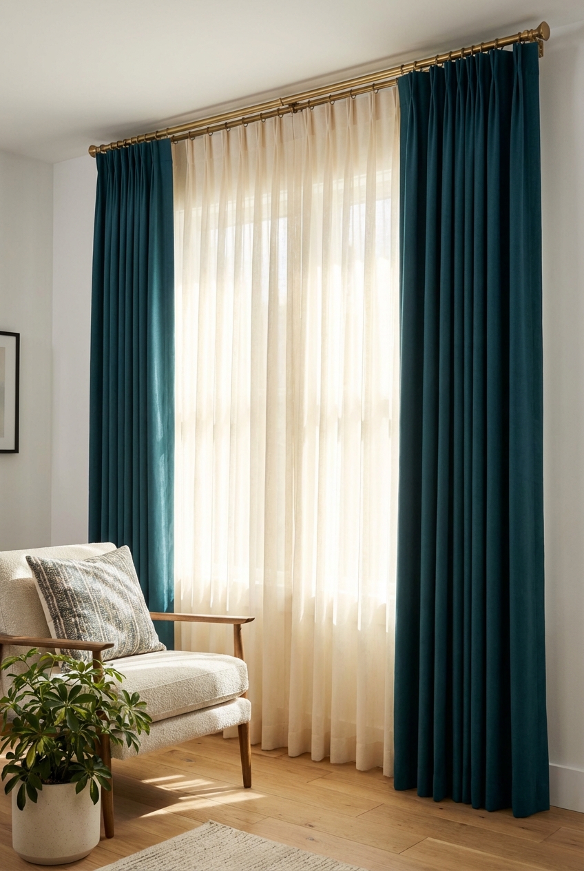 How To Hang Sheer And Blackout Curtains: Layered Look - Featured Image