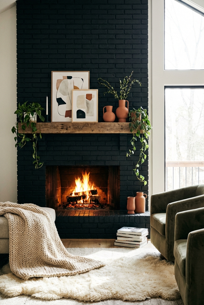 Chic Black Brick Fireplace Ideas for Cozy Homes - Featured Image