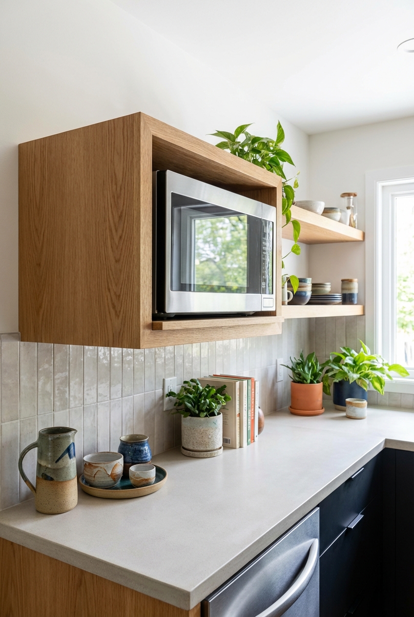 Microwave Shelf Ideas for Stylish, Space-Saving Kitchens - Featured Image