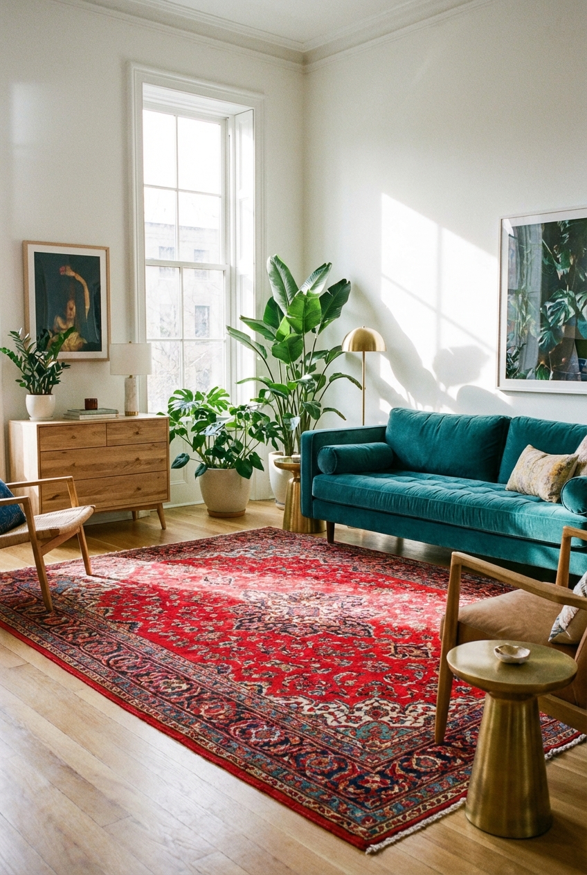 Vibrant Red Persian Rug Decor Tips for Living Rooms - Featured Image