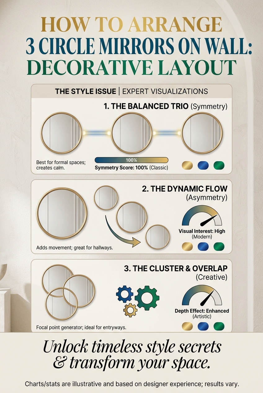How To Arrange 3 Circle Mirrors On Wall: Decorative Layout - Gallery Image 1