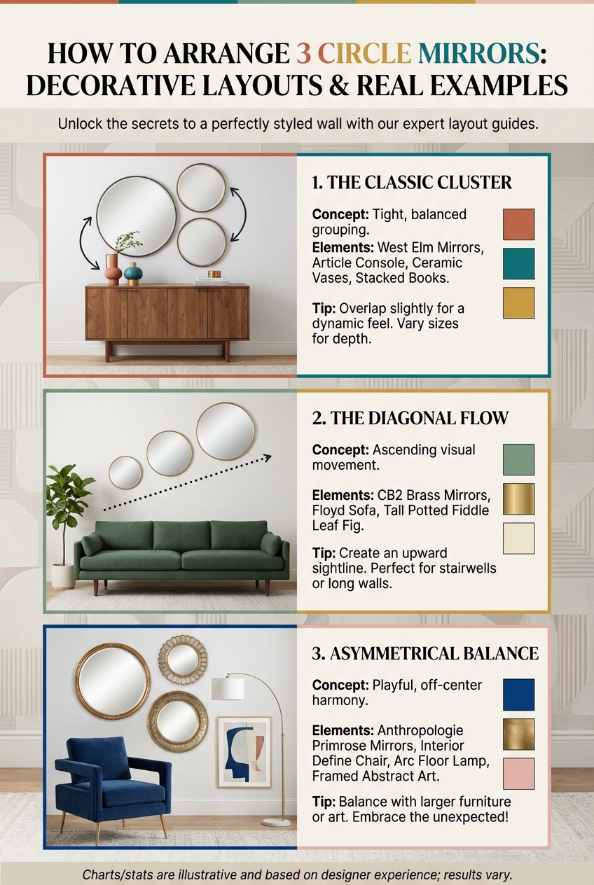 How To Arrange 3 Circle Mirrors On Wall: Decorative Layout - Gallery Image 2