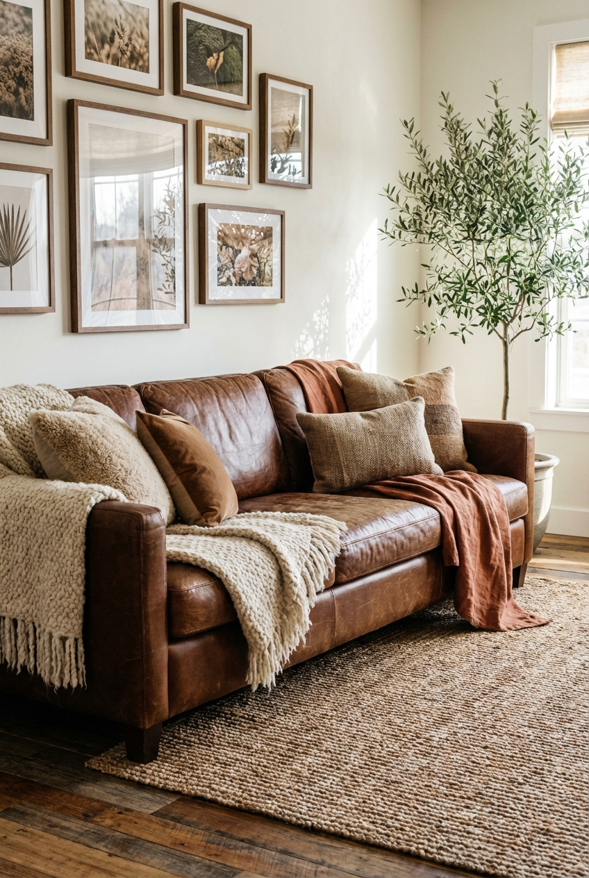 How To Style A Brown Leather Couch: Rich Texture Decor - Featured Image