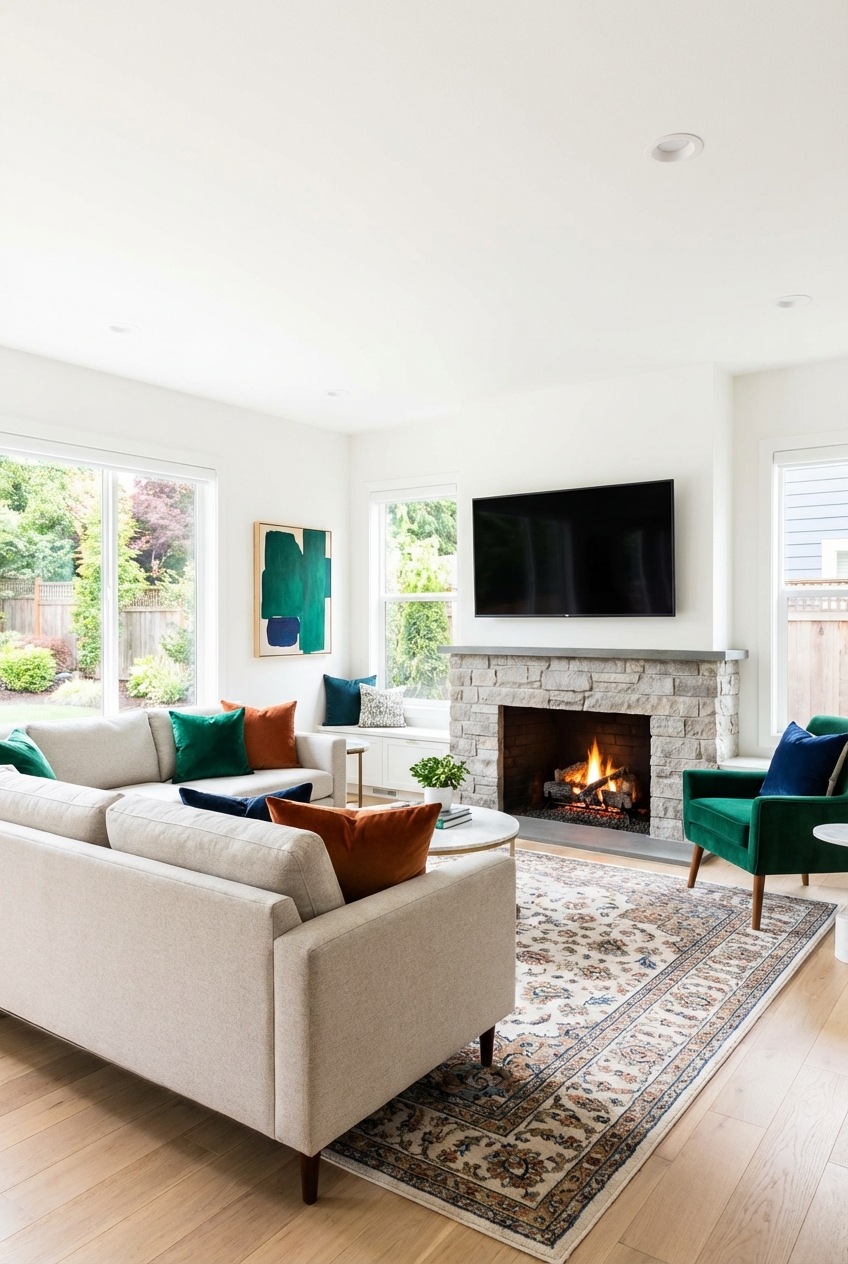 How To Arrange Living Room Furniture With TV And Fireplace: Functional Layouts - Featured Image