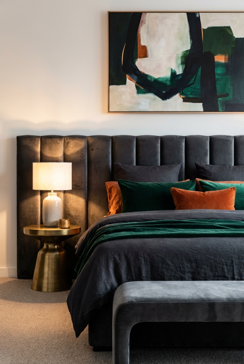 Elegant Dark Grey Headboard Bedroom Inspirations - Featured Image