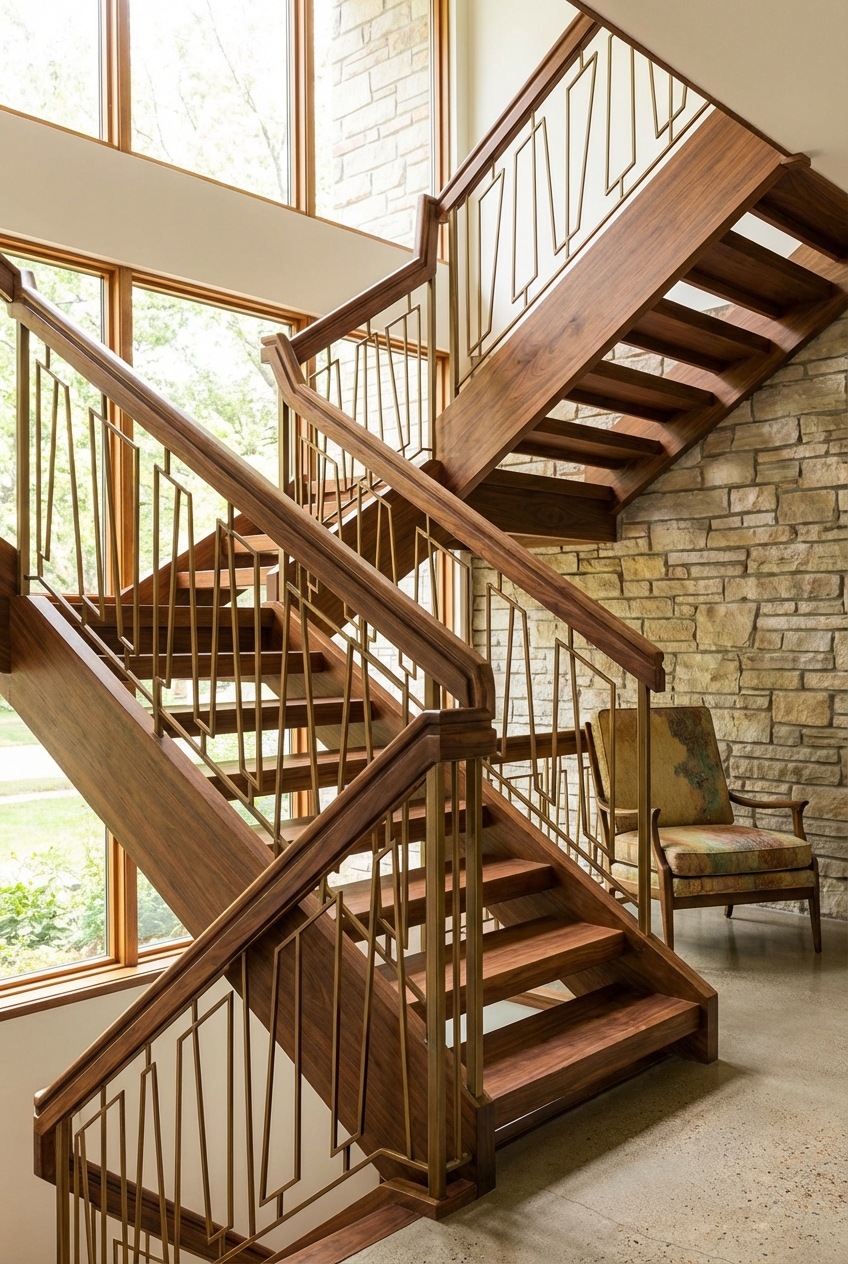 Mid Century Modern Stair Railing Design Ideas - Featured Image
