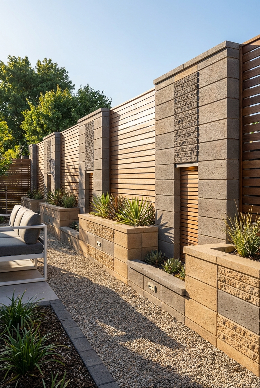 Concrete Block Fence - Ideas for Stylish Privacy - Featured Image