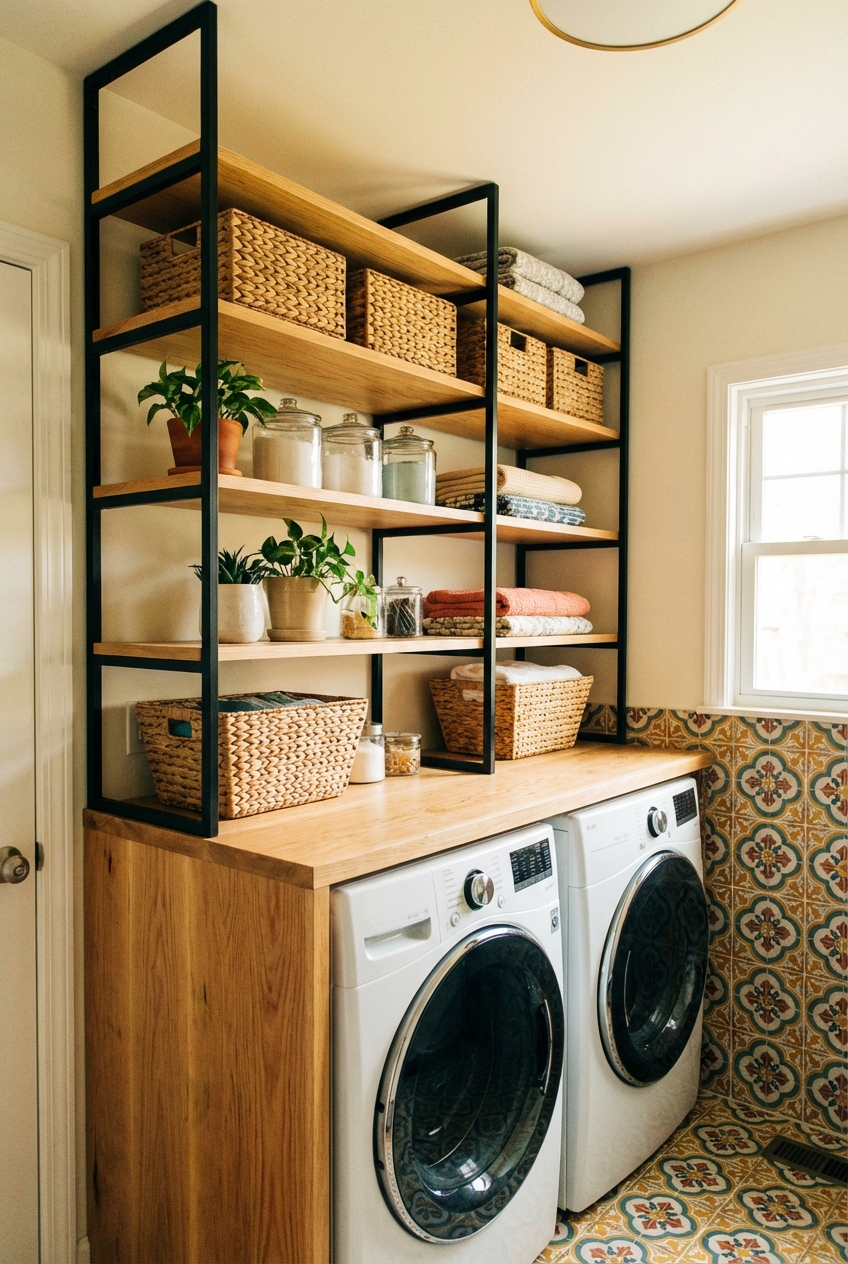 Space-Saving Shelf Over Washer and Dryer Ideas - Featured Image
